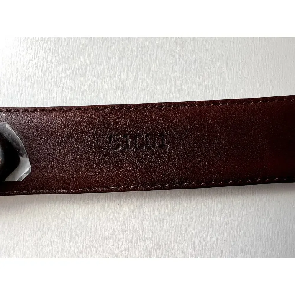 Torino Elite Italian Calf Leather Solid Brass Buckle Brown Belt 51001 Size 38